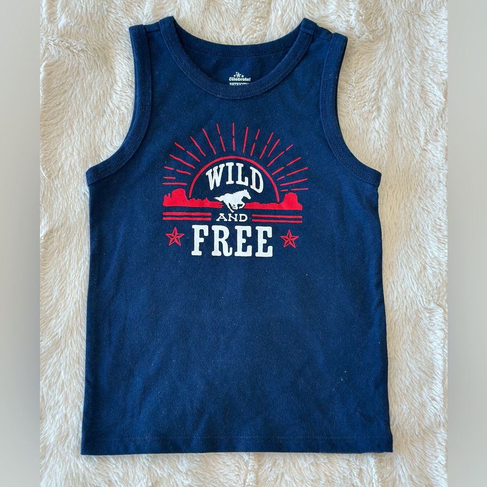 Celebrate It Navy 'Wild and Free' Kids Tank Top